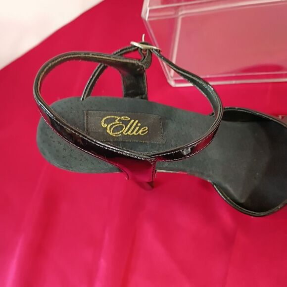 Ellie Shiny Black Strappy Heels - Picture 4 of 11